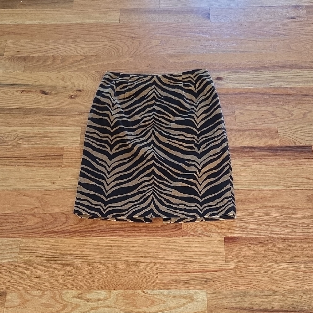 Talbots Animal Print Cotton Velvet Skirt Size 10P